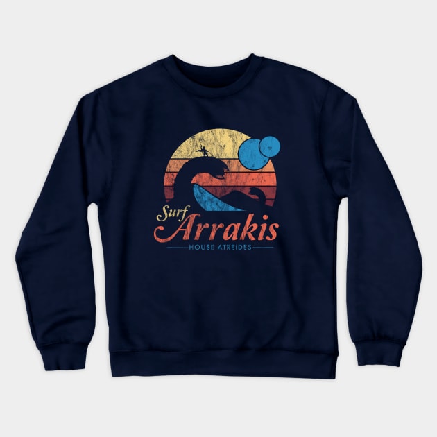 Visit Arrakis - Vintage Distressed Surf - Dune - Sci Fi Crewneck Sweatshirt by Nemons